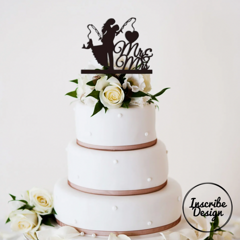 Mr & Mrs Fishing Cake Topper – Inscribe Design