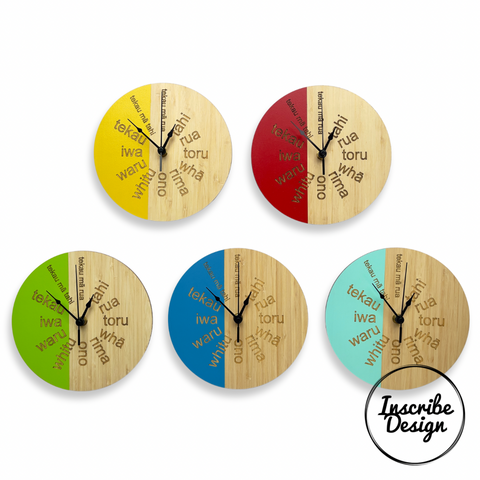 20cm Laser Engraved Te Reo Māori Clock SALE