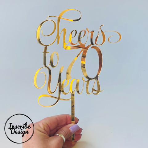 Cheers to 70 Years Cake Topper.